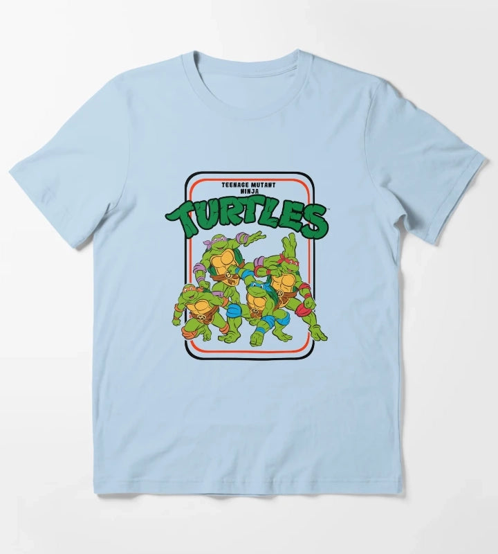 Teenage Mutant Ninja Turtles Vintage Cartoon Group Shot T-Shirt Sky Blue