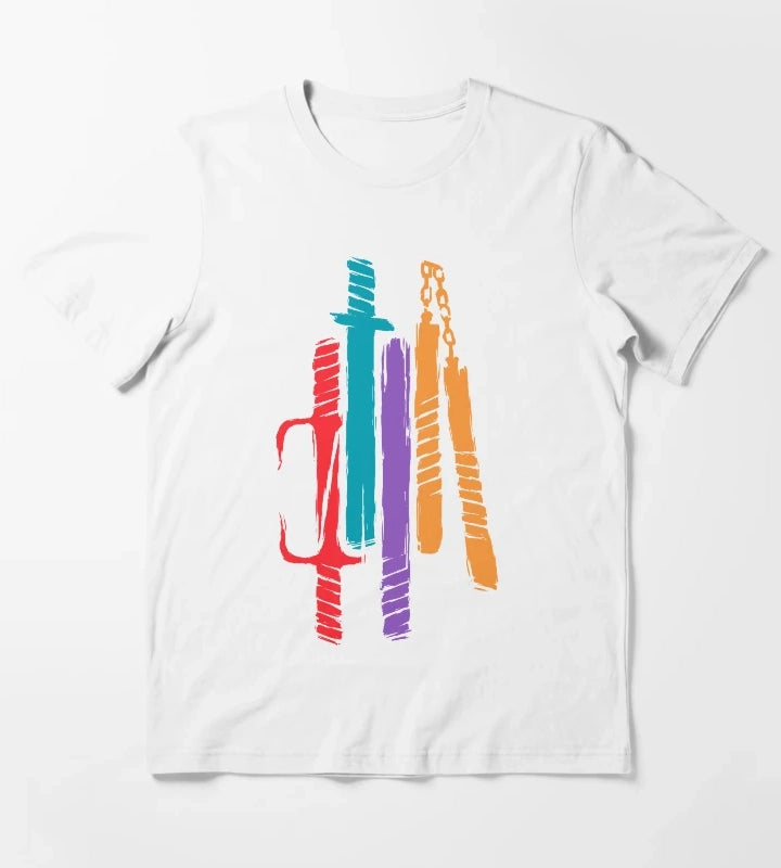 Teenage Mutant Ninja Weapons TMNTInspired Minimalist Design T-Shirt White