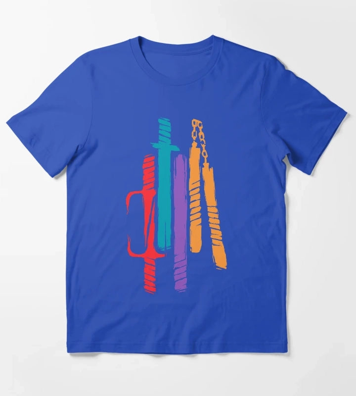 Teenage Mutant Ninja Weapons TMNTInspired Minimalist Design T-Shirt Blue