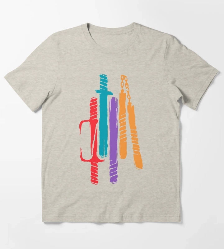 Teenage Mutant Ninja Weapons TMNTInspired Minimalist Design T-Shirt Cream