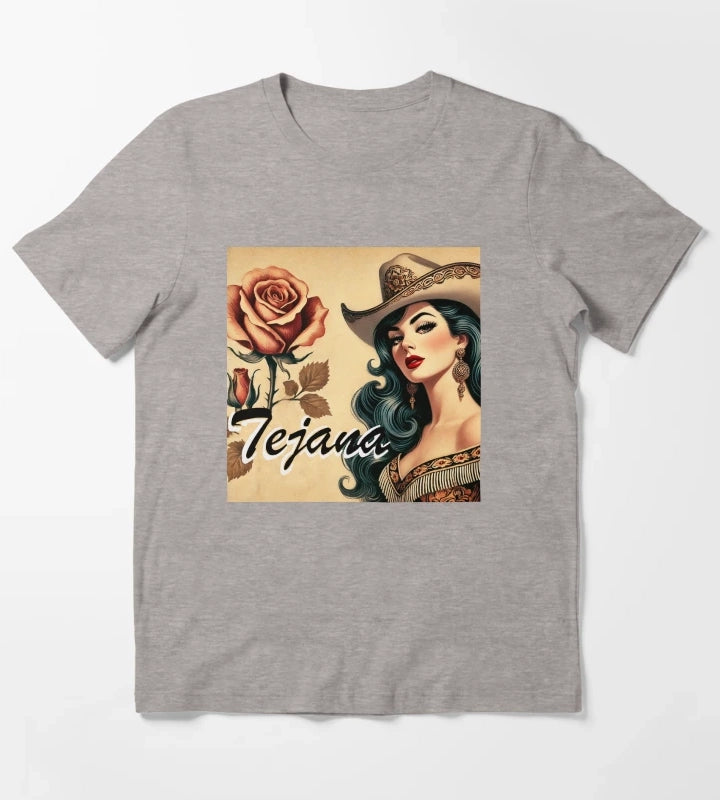Tejana Latina Cowgirl T-Shirt Heather Grey