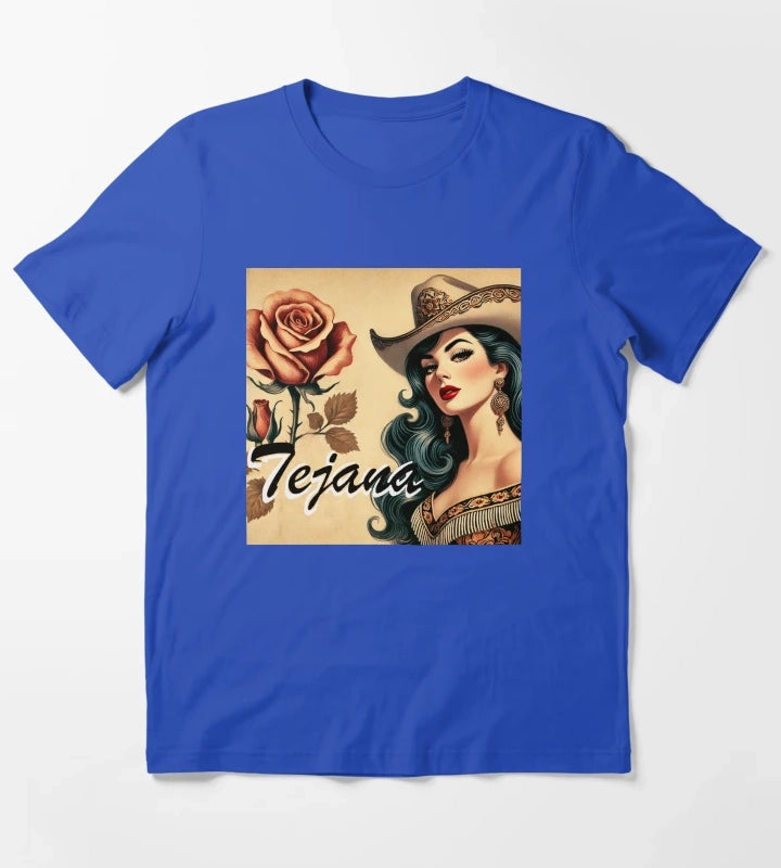 Tejana Latina Cowgirl T-Shirt Blue