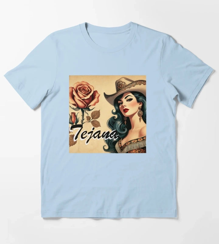 Tejana Latina Cowgirl T-Shirt Sky Blue