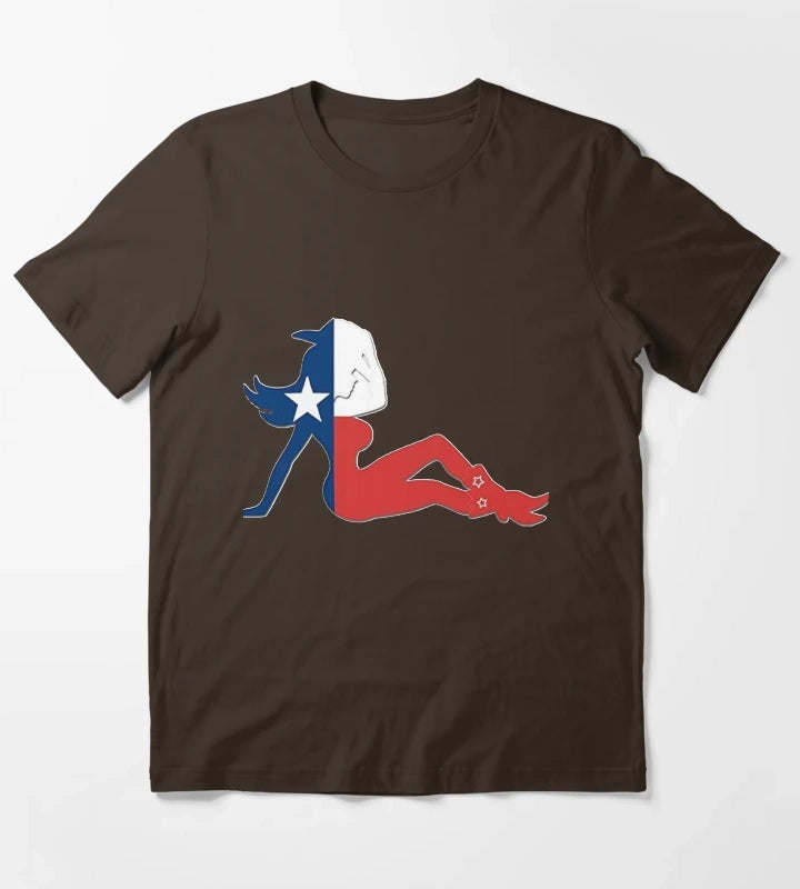 Texas Flag Cowgirl T-Shirt Brown
