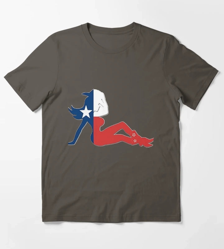 Texas Flag Cowgirl T-Shirt Dark Grey