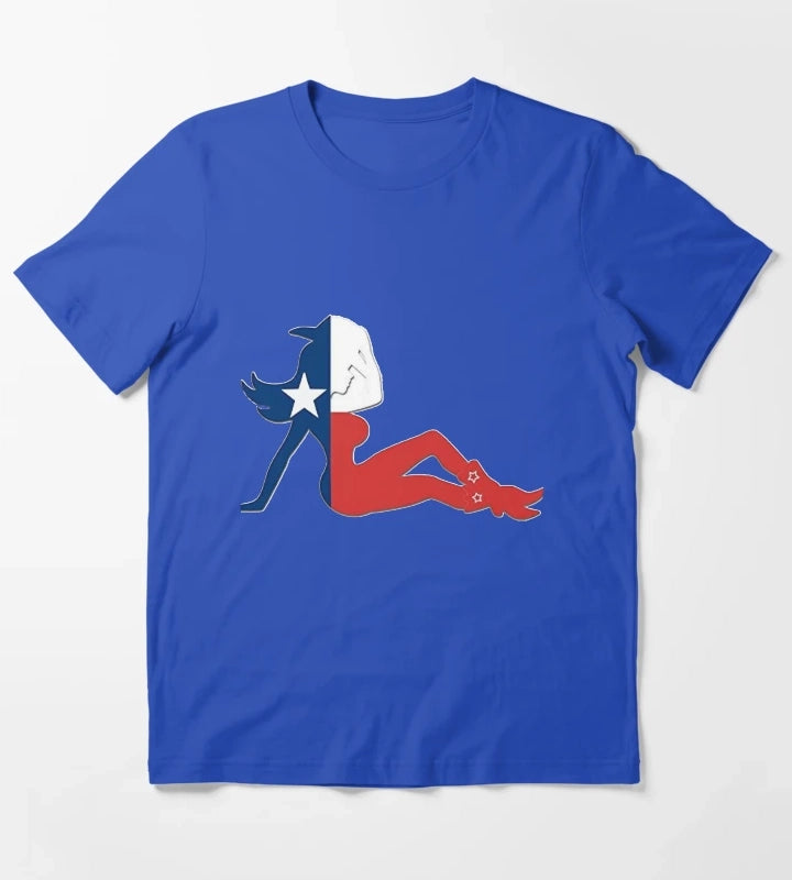 Texas Flag Cowgirl T-Shirt Blue