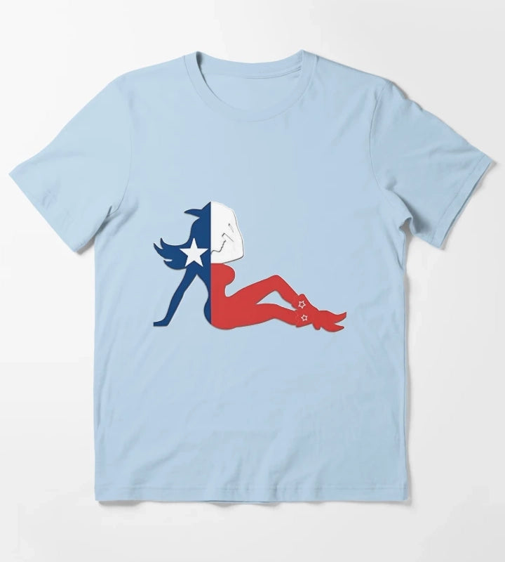 Texas Flag Cowgirl T-Shirt Sky Blue