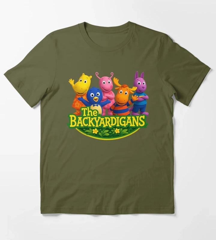 The Backyardigans Retro Cartoon Friends Vintage Kids TV Show Fan Art T-Shirt Olive Green
