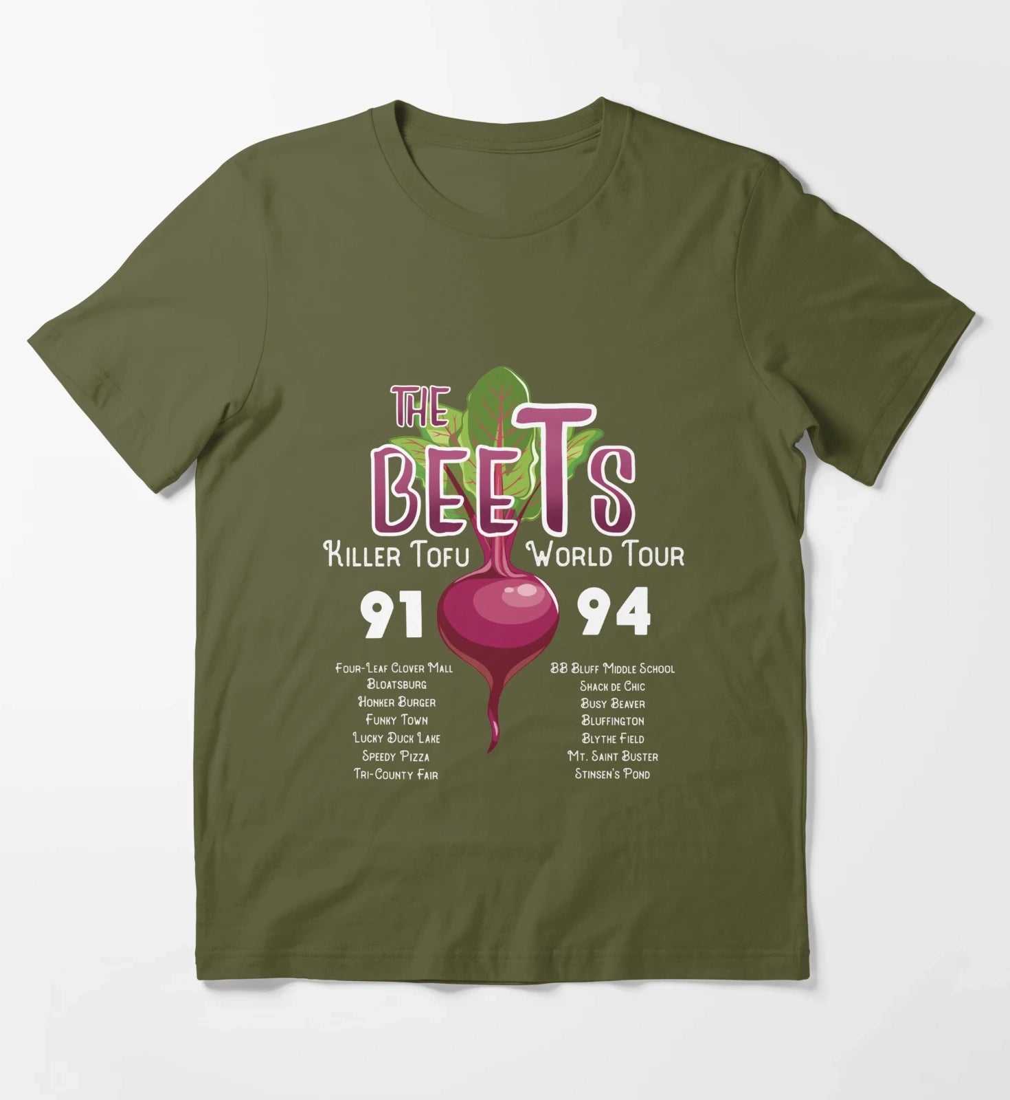 The Beets Killer Tofu World Tour T-Shirt Olive Green