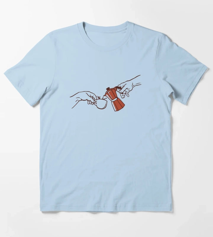 The Creation of Coffee Classic Art Barista T-Shirt Sky Blue