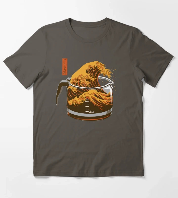 The Great Wave of Caffeine T-Shirt Dark Grey