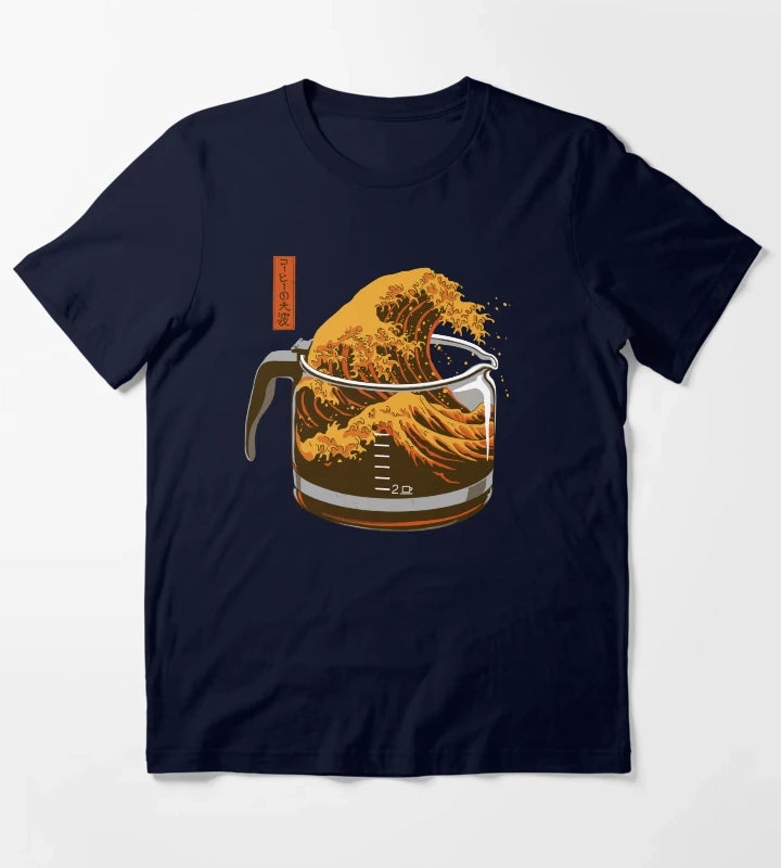 The Great Wave of Caffeine T-Shirt Navy