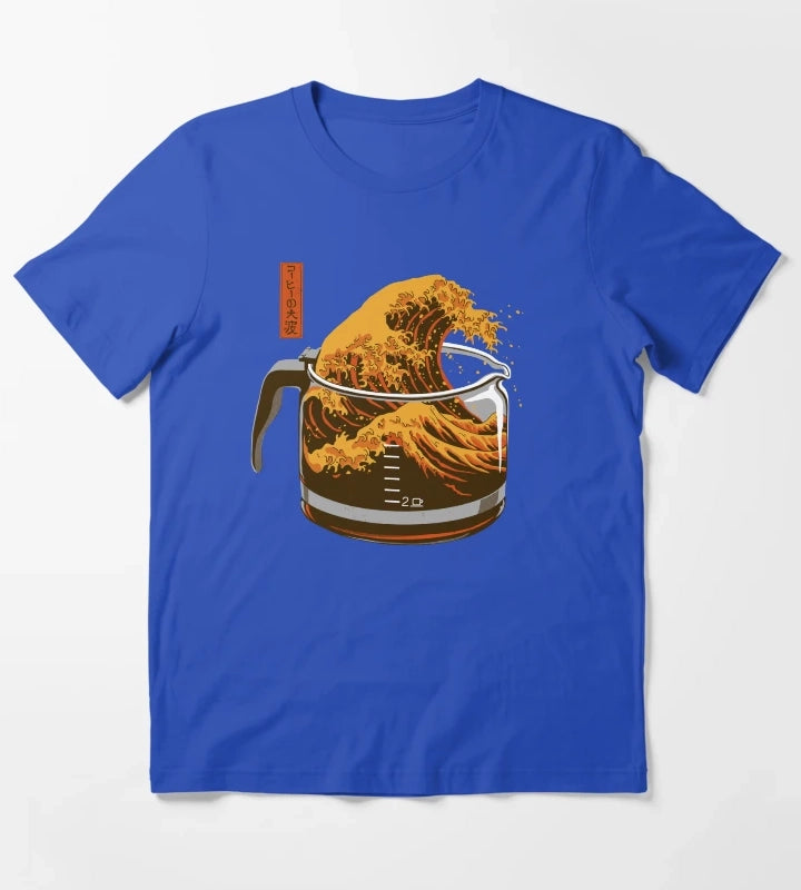 The Great Wave of Caffeine T-Shirt Blue