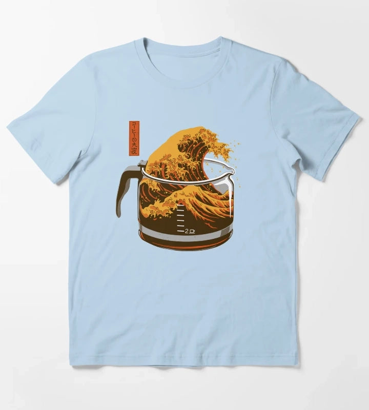 The Great Wave of Caffeine T-Shirt Sky Blue