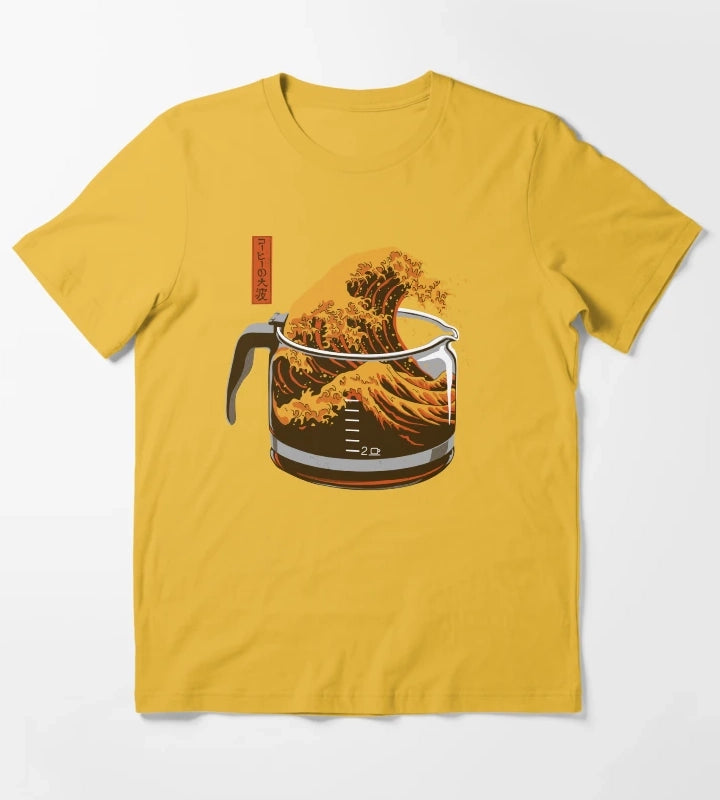 The Great Wave of Caffeine T-Shirt Yellow