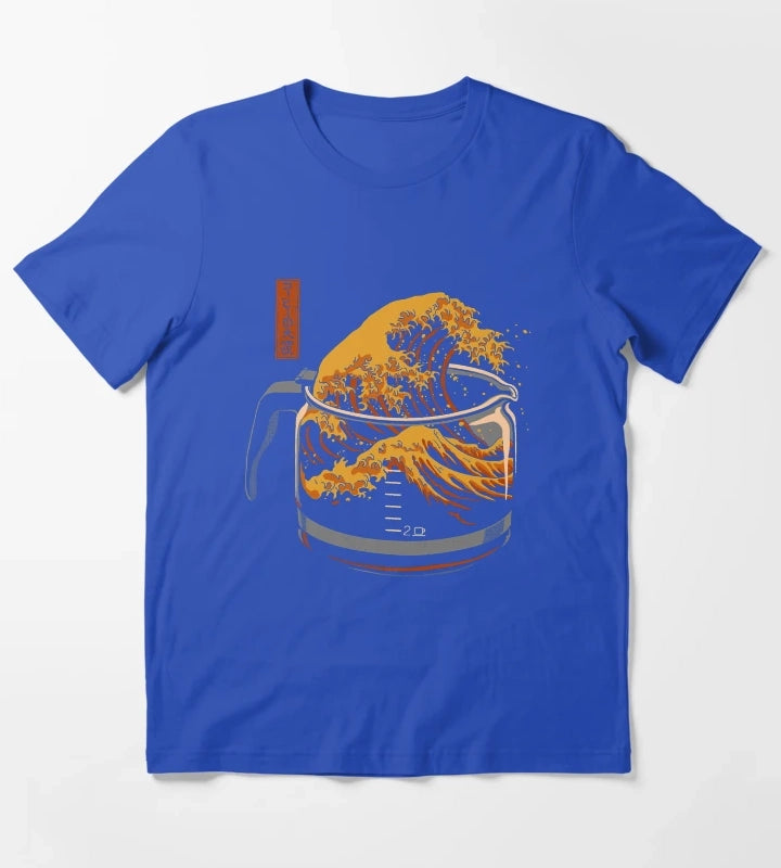 The Great Wave of Coffee Active T-Shirt Blue