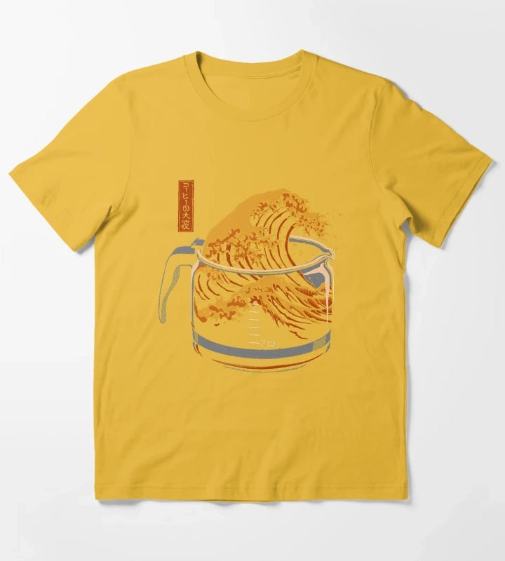 The Great Wave of Coffee Active T-Shirt Yellow