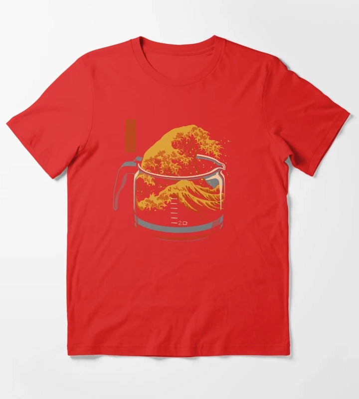 The Great Wave of Coffee T-Shirt Red