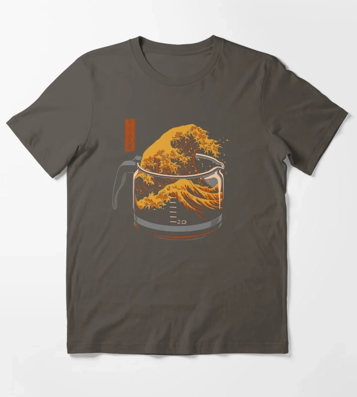 The Great Wave of Coffee T-Shirt Dark Grey