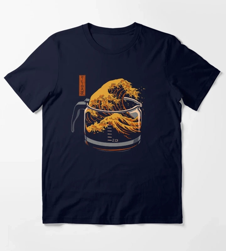 The Great Wave of Coffee T-Shirt Navy