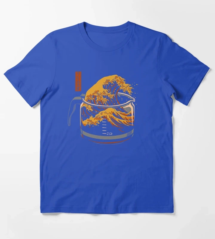 The Great Wave of Coffee T-Shirt Blue