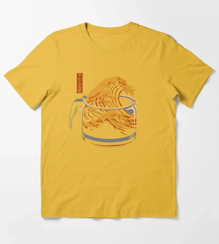 The Great Wave of Coffee T-Shirt Yellow