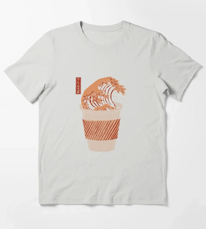 The Great Wave of Coffee to go T-Shirt Light Grey