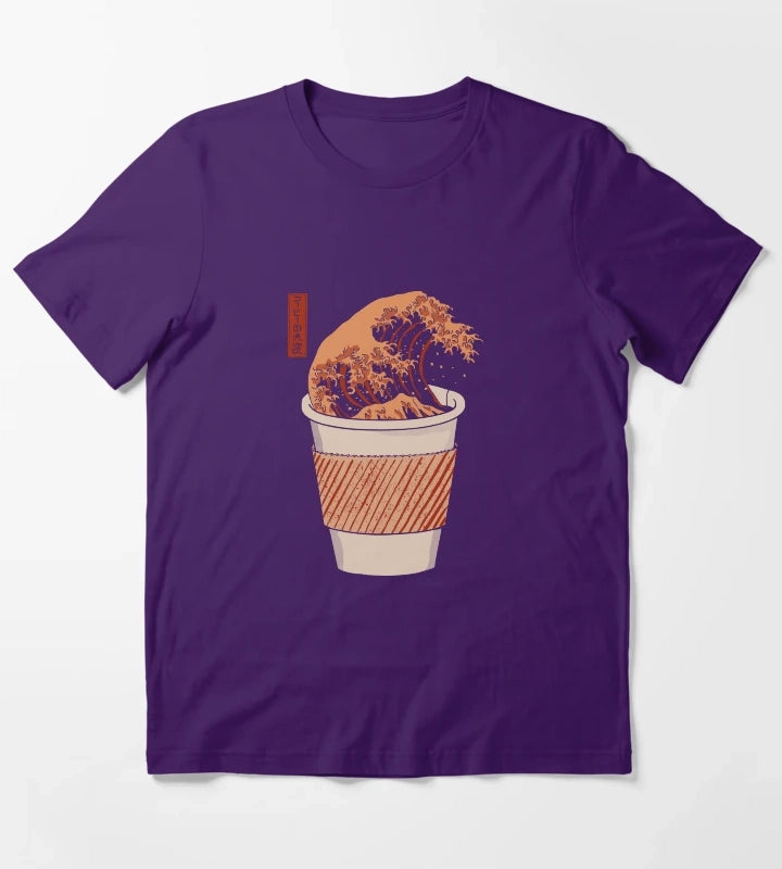 The Great Wave of Coffee to go T-Shirt Purple