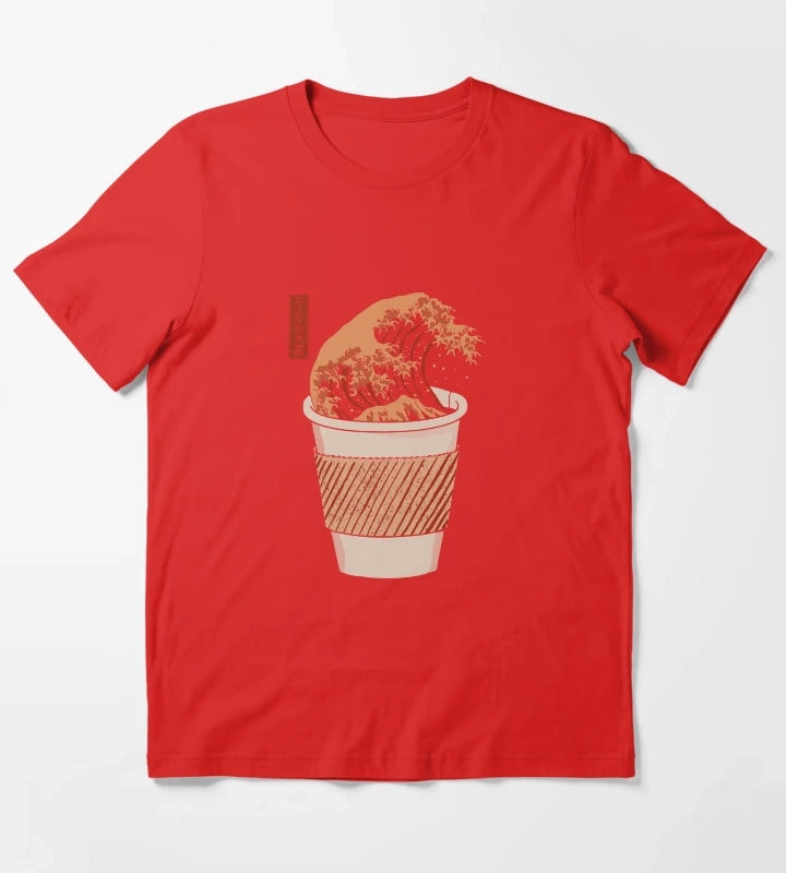 The Great Wave of Coffee to go T-Shirt Red