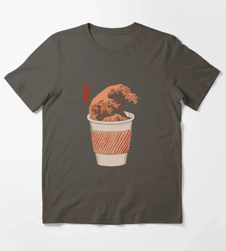 The Great Wave of Coffee to go T-Shirt Dark Grey