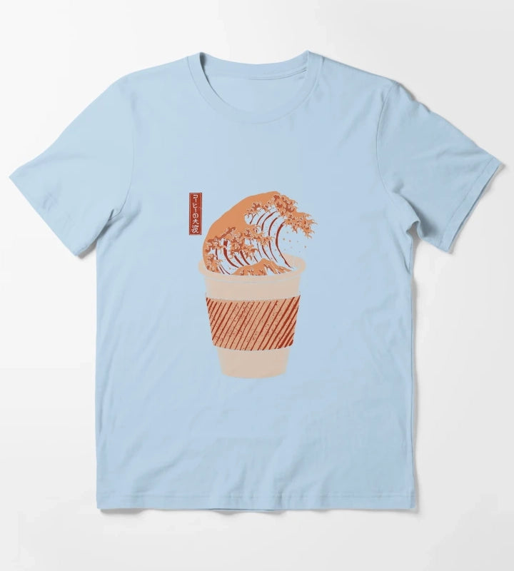 The Great Wave of Coffee to go T-Shirt Sky Blue