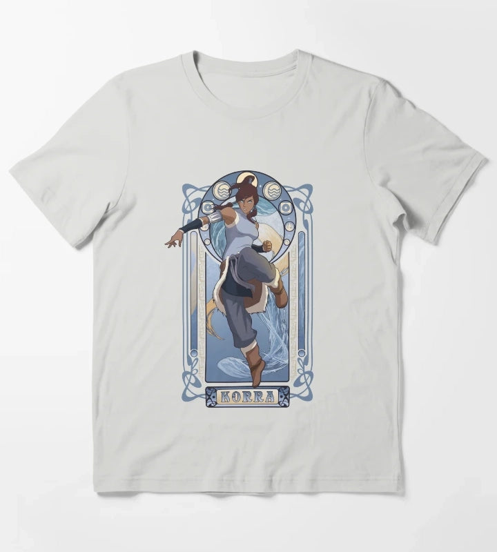 The Legend Of Korra Elemental Korra Art Nouveau Poster T-Shirt Light Grey