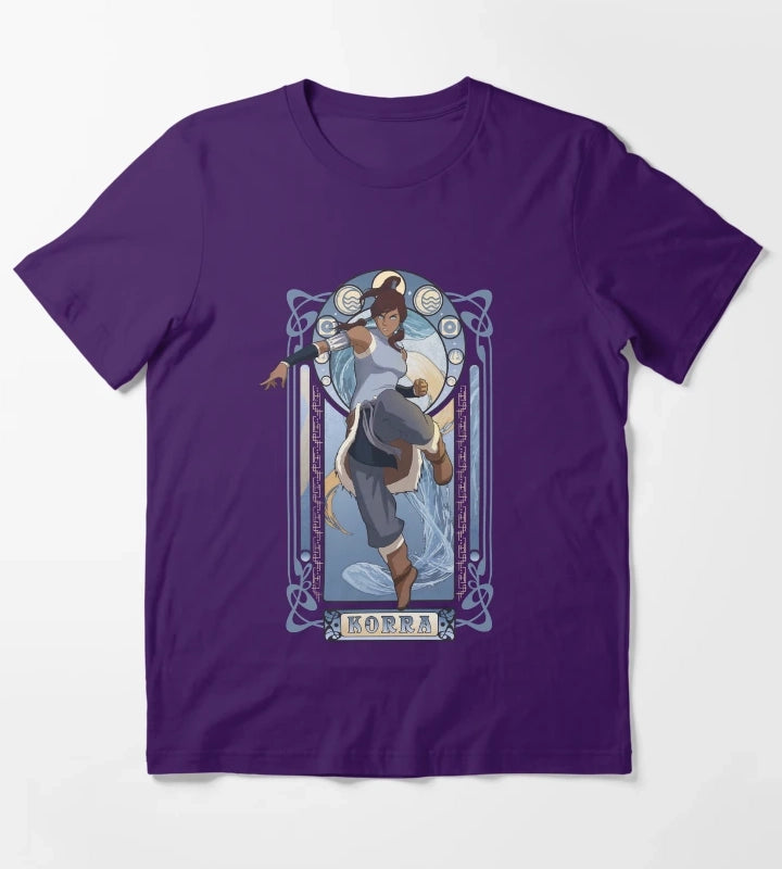 The Legend Of Korra Elemental Korra Art Nouveau Poster T-Shirt Purple