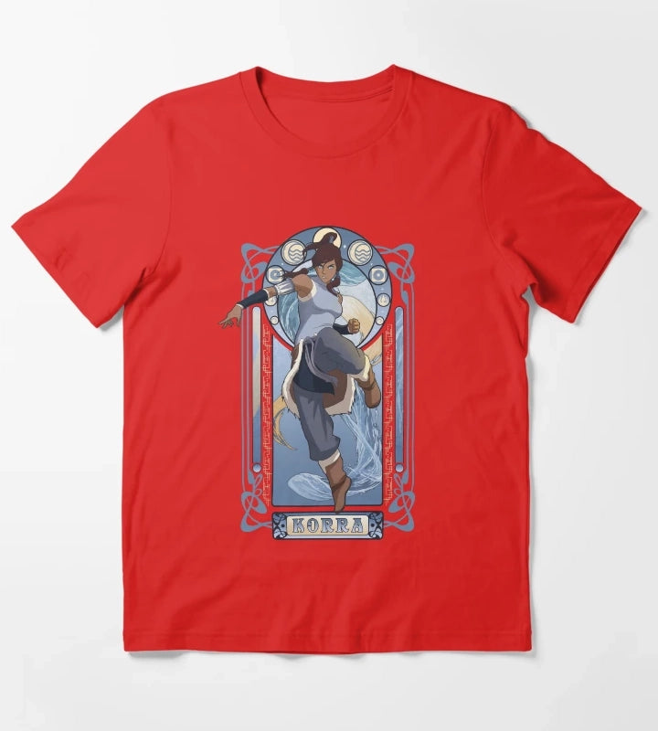 The Legend Of Korra Elemental Korra Art Nouveau Poster T-Shirt Red