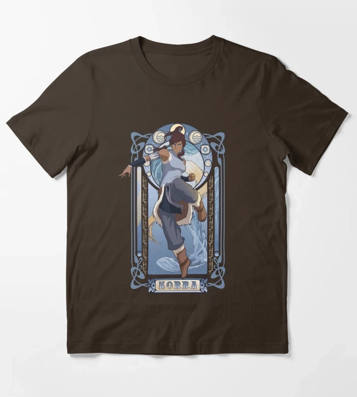 The Legend Of Korra Elemental Korra Art Nouveau Poster T-Shirt Brown