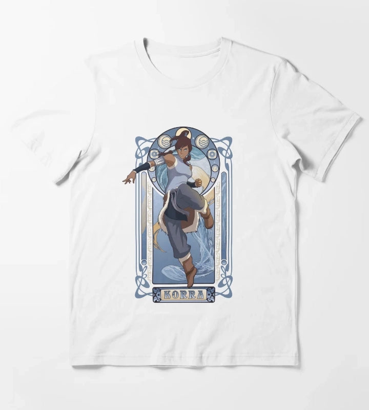 The Legend Of Korra Elemental Korra Art Nouveau Poster T-Shirt White