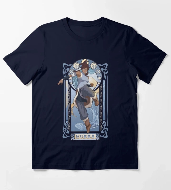 The Legend Of Korra Elemental Korra Art Nouveau Poster T-Shirt Navy