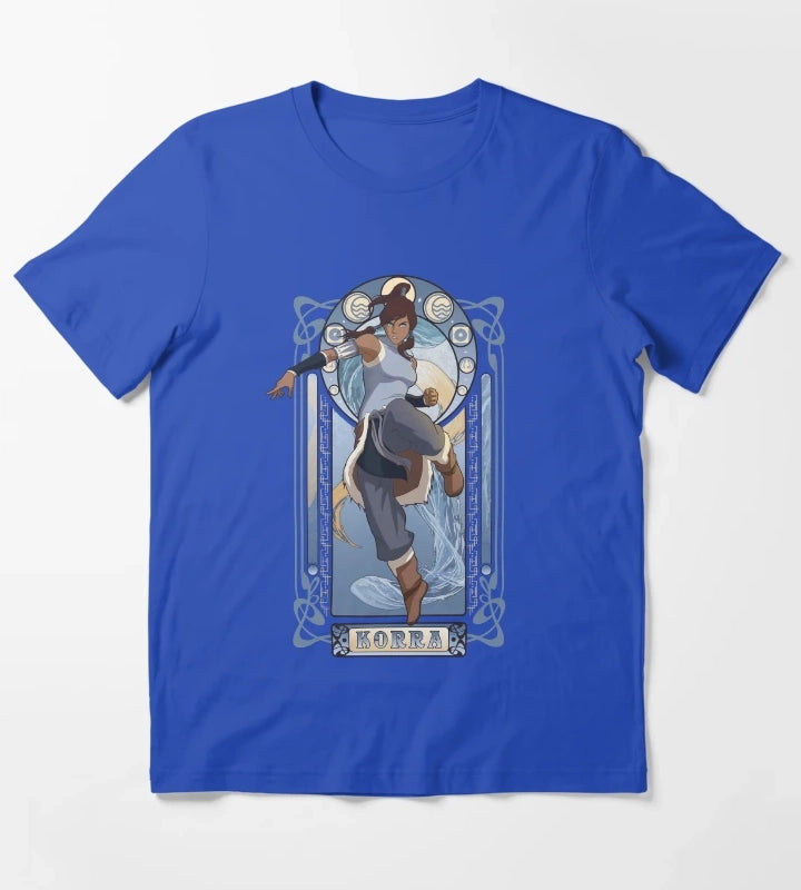 The Legend Of Korra Elemental Korra Art Nouveau Poster T-Shirt Blue