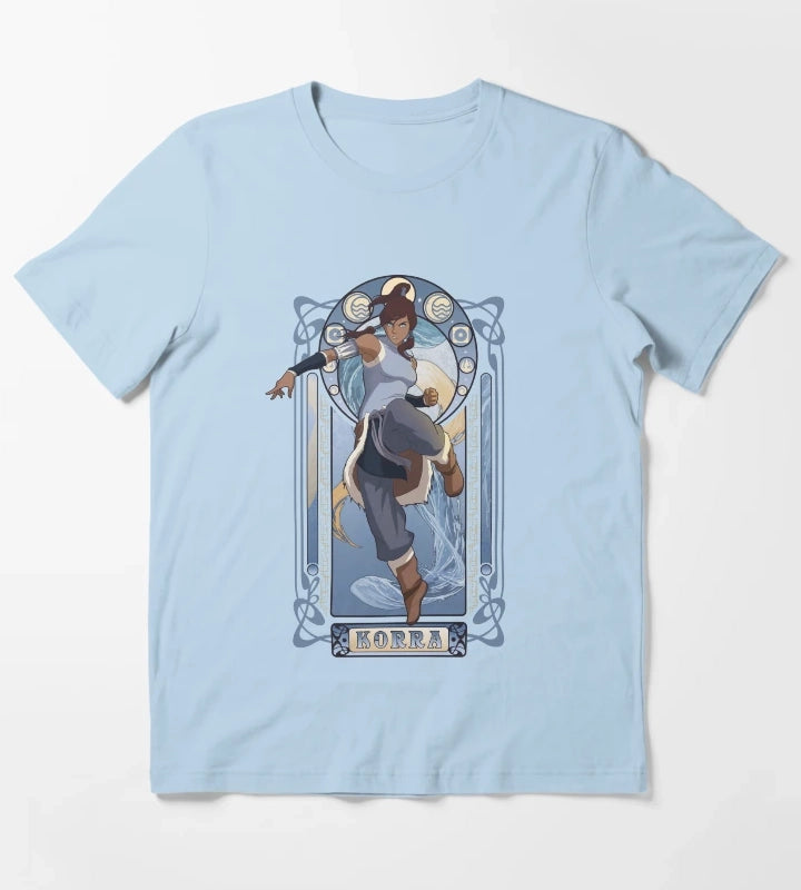 The Legend Of Korra Elemental Korra Art Nouveau Poster T-Shirt Sky Blue