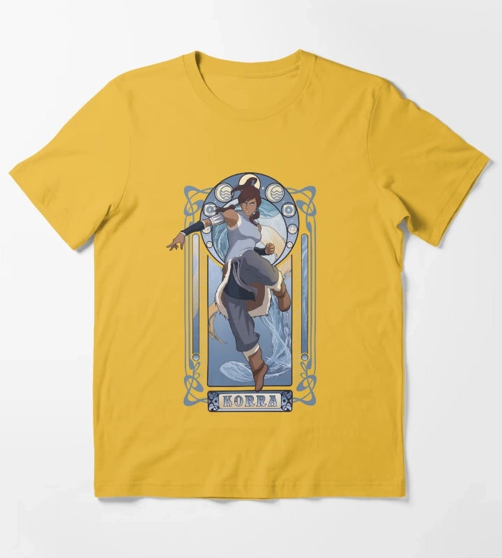 The Legend Of Korra Elemental Korra Art Nouveau Poster T-Shirt Yellow