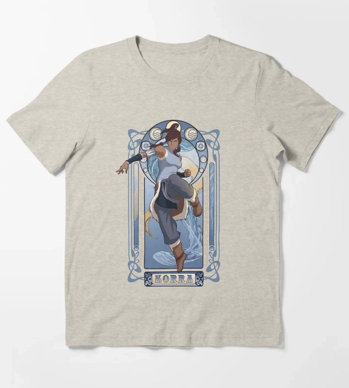 The Legend Of Korra Elemental Korra Art Nouveau Poster T-Shirt Cream