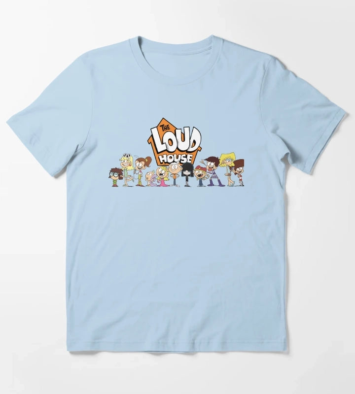 The Loud House Cast In A Row Logo T-Shirt Sky Blue