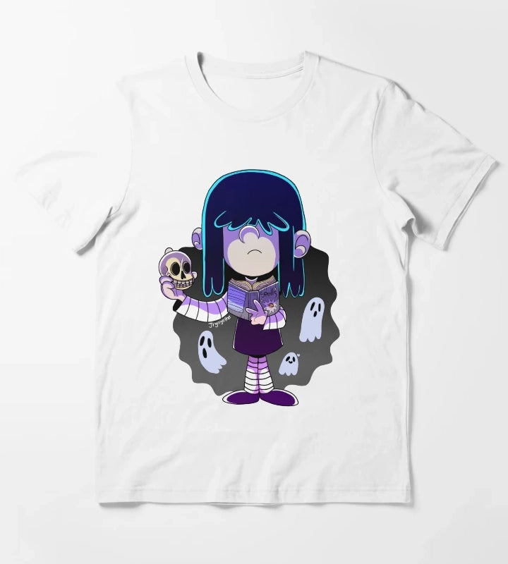 The Loud House Lucy Loud with Spell book and Skull T-Shirt White