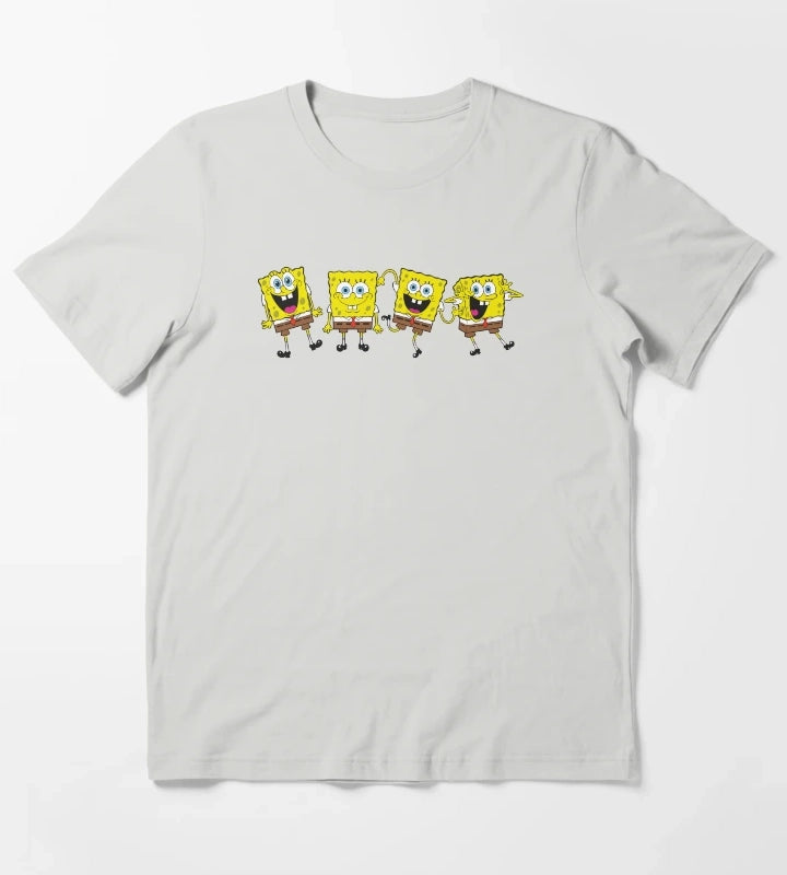 The SpongeBob SquarePants Movie Four Wacky SpongeBob Faces T-Shirt Light Grey