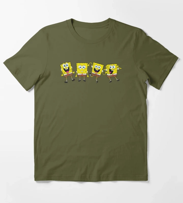 The SpongeBob SquarePants Movie Four Wacky SpongeBob Faces T-Shirt Olive Green