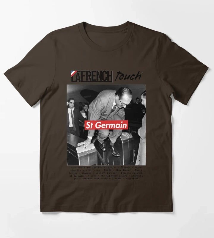 The Tourist St Germain MODEL of The French Touch Jacques Chirac St Germain original HD DESIGN T-Shirt Brown