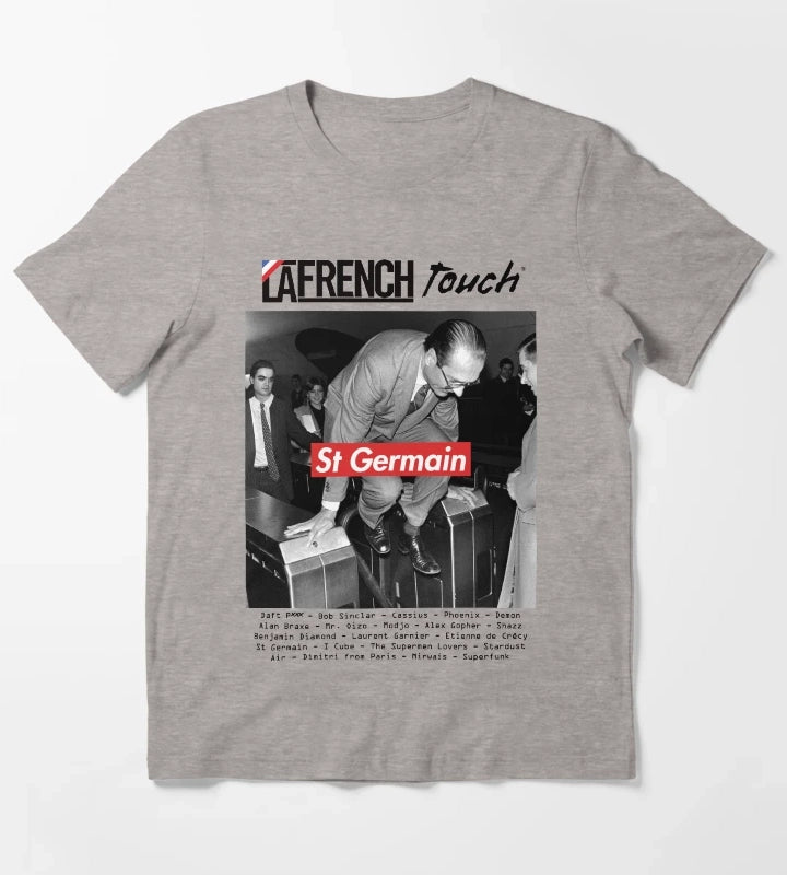 The Tourist St Germain MODEL of The French Touch Jacques Chirac St Germain original HD DESIGN T-Shirt Heather Grey