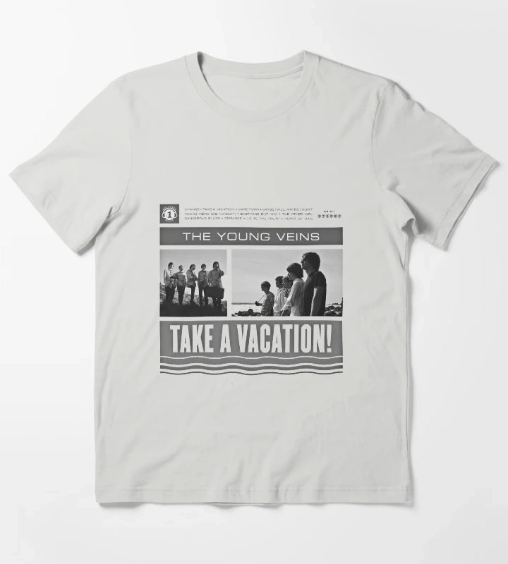 The Young Veins Album Art Black and White T-Shirt Light Grey