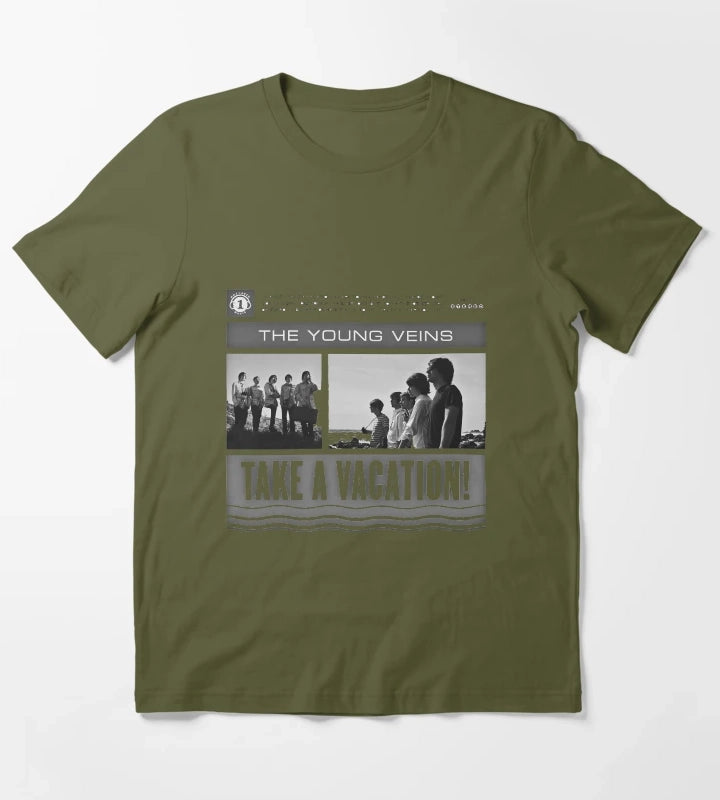 The Young Veins Album Art Black and White T-Shirt Olive Green