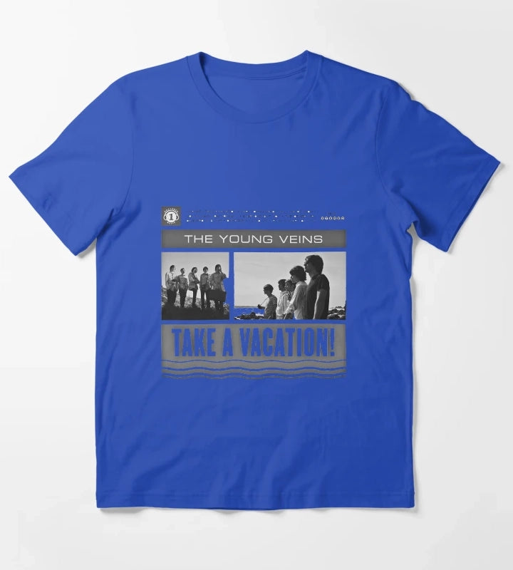 The Young Veins Album Art Black and White T-Shirt Blue